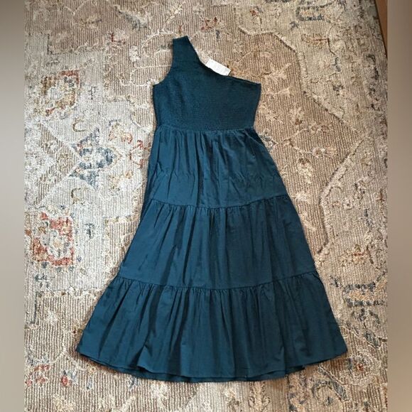 Elegant Teal One-Shoulder Dress - Picture 4 of 4